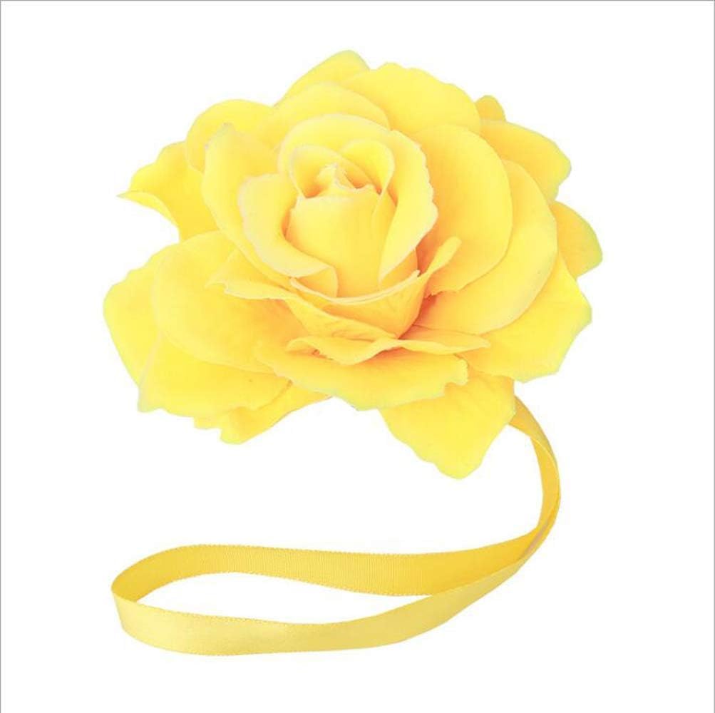 Curtain Tiebacks, Rose Magnetic Curtain Holders，Elegant 2 Pack Decorative Rope Holdback Holder, Home Decor Thin or Sheer Window Drapries Bed Canopy (Yellow)