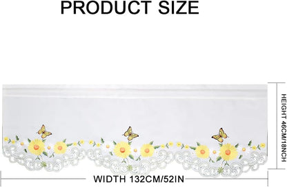 Molaxhome Beautiful Dazzling Embroidered Window Valance,Rod Pocket Valance and Tiers for Home Decor (Yellow, W52x18L)