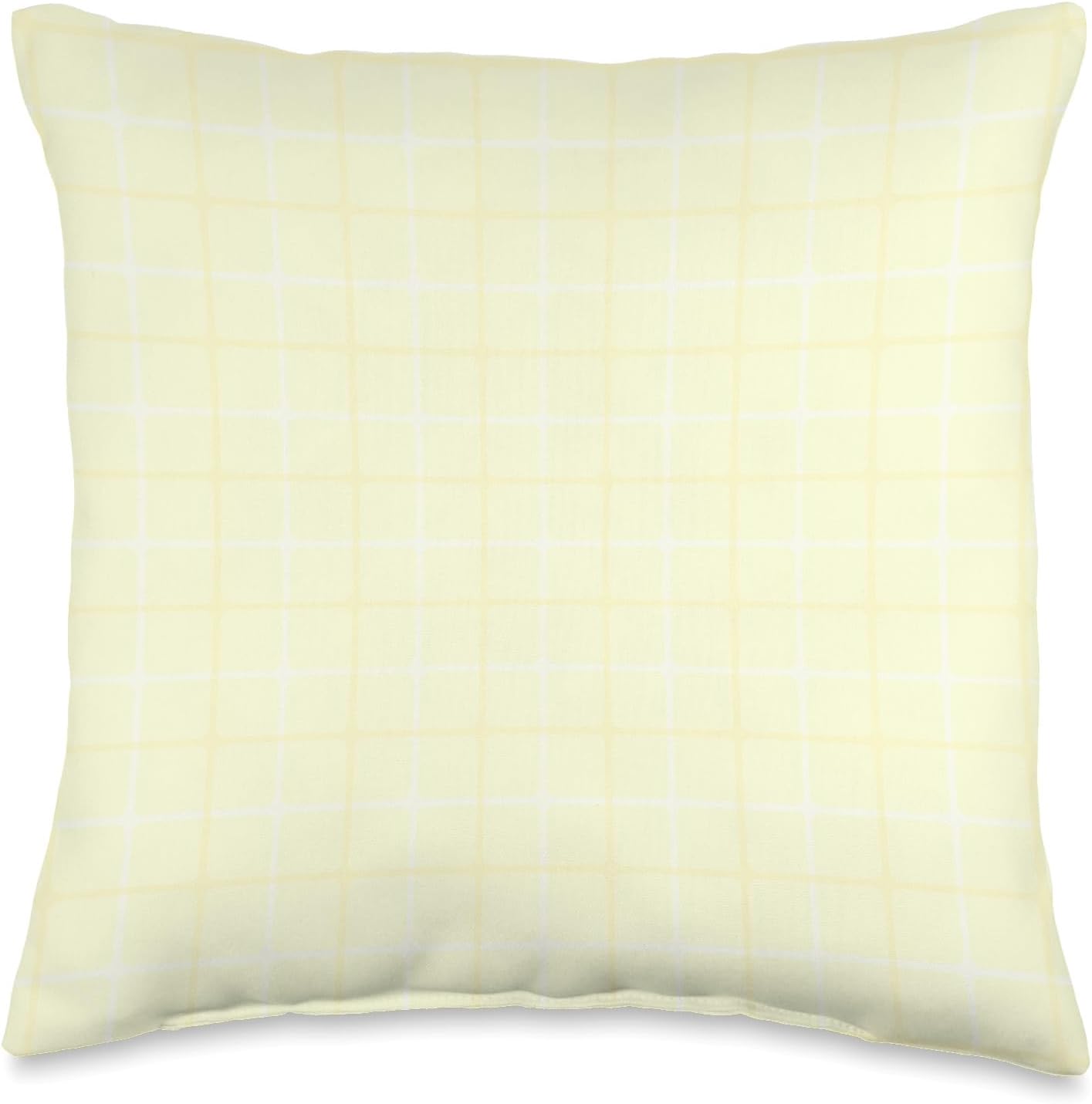 Cute Pastel Light Yellow Check Plaid Gingham Minimal Pattern Throw Pillow
