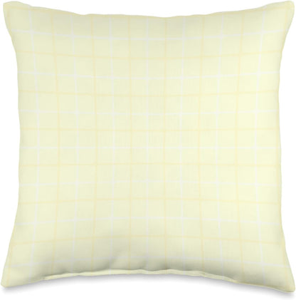 Cute Pastel Light Yellow Check Plaid Gingham Minimal Pattern Throw Pillow