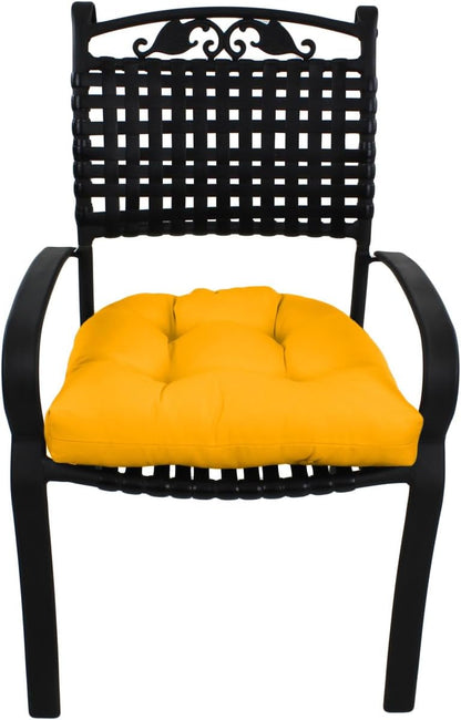 TRP Indoor Outdoor All Weather Reversible Deep Seat 20" X 20" Patio Chair Cushions | Square Tufted Rounded Back Ample Cushioned Loft Lemon Yellow Color | Bistro Dining Stain UV Fade Water Proof