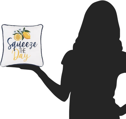 Squeeze The Day Lemon Fruit Cotton Blend Mini Accent Pillow 10" x 10"
