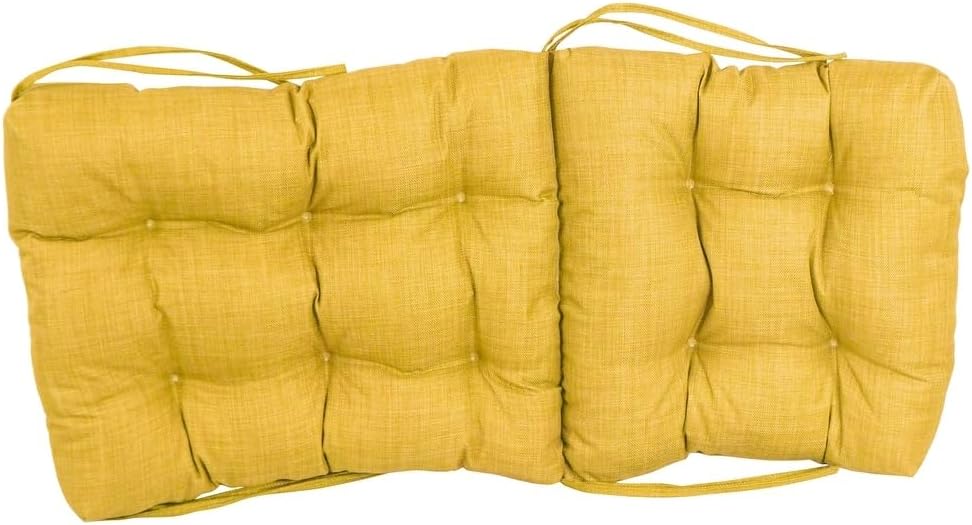 TRP Reversible Classic Tufted Multi-Section Thick Dining High Back Deep Seat Patio Chair Cushions | Maximum Cushioned Loft Attached Ties Lemon Yellow Color |18"X38" All Weather UV Water Resistant
