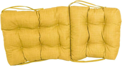 TRP Reversible Classic Tufted Multi-Section Thick Dining High Back Deep Seat Patio Chair Cushions | Maximum Cushioned Loft Attached Ties Lemon Yellow Color |18"X38" All Weather UV Water Resistant