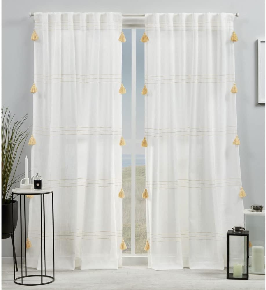 Exclusive Home Demi Light Filtering Hidden Tab Top Curtain Panel Pair, 54"x96", Yellow, Set of 2
