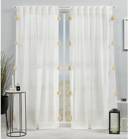 Exclusive Home Demi Light Filtering Hidden Tab Top Curtain Panel Pair, 54"x96", Yellow, Set of 2