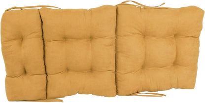 Durable Classic Tufted Lemon Yellow Outdoor Seat Back Patio Chair Cushions - All Season Reversible Solid Pattern Contemporary Style - Upholstered Pads with Tie-Back Attachments - 22 in x 45 in Size