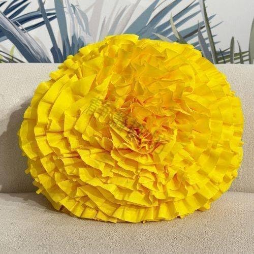 Yellow 3D Flower Throw Pillow Covers for Sofa Couch,Yellow Round Floral Cushion for Bedroom，Home Decorative Accent Pillow Case for Living Room,Yellow Flower Pillow for Kids