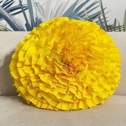 Yellow 3D Flower Throw Pillow Covers for Sofa Couch,Yellow Round Floral Cushion for Bedroom，Home Decorative Accent Pillow Case for Living Room,Yellow Flower Pillow for Kids