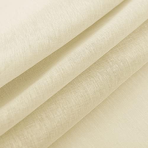 HooHero Yellow Simple Solid Sheer Curtains Rod Pocket for Living Dining Room Bedroom