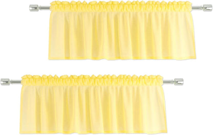 UPOPO Yellow Valance 15 inches Long Sheer Curtain Valance Living Room Bedroom Kitchen Voile Transparent Light Filtering Valance Curtain Small Short Door Window Treatment 2 Panels Rod Pocket