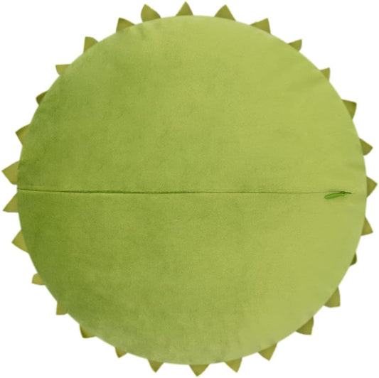 JWH 3D Flower Throw Pillow Cover, Velvet, Green Yellow, 12 Inch | Round Floral Cushion, Sunflower Accent, Handmade, Decorative Pops for Bed Couch Sofa Chair Car Living Room