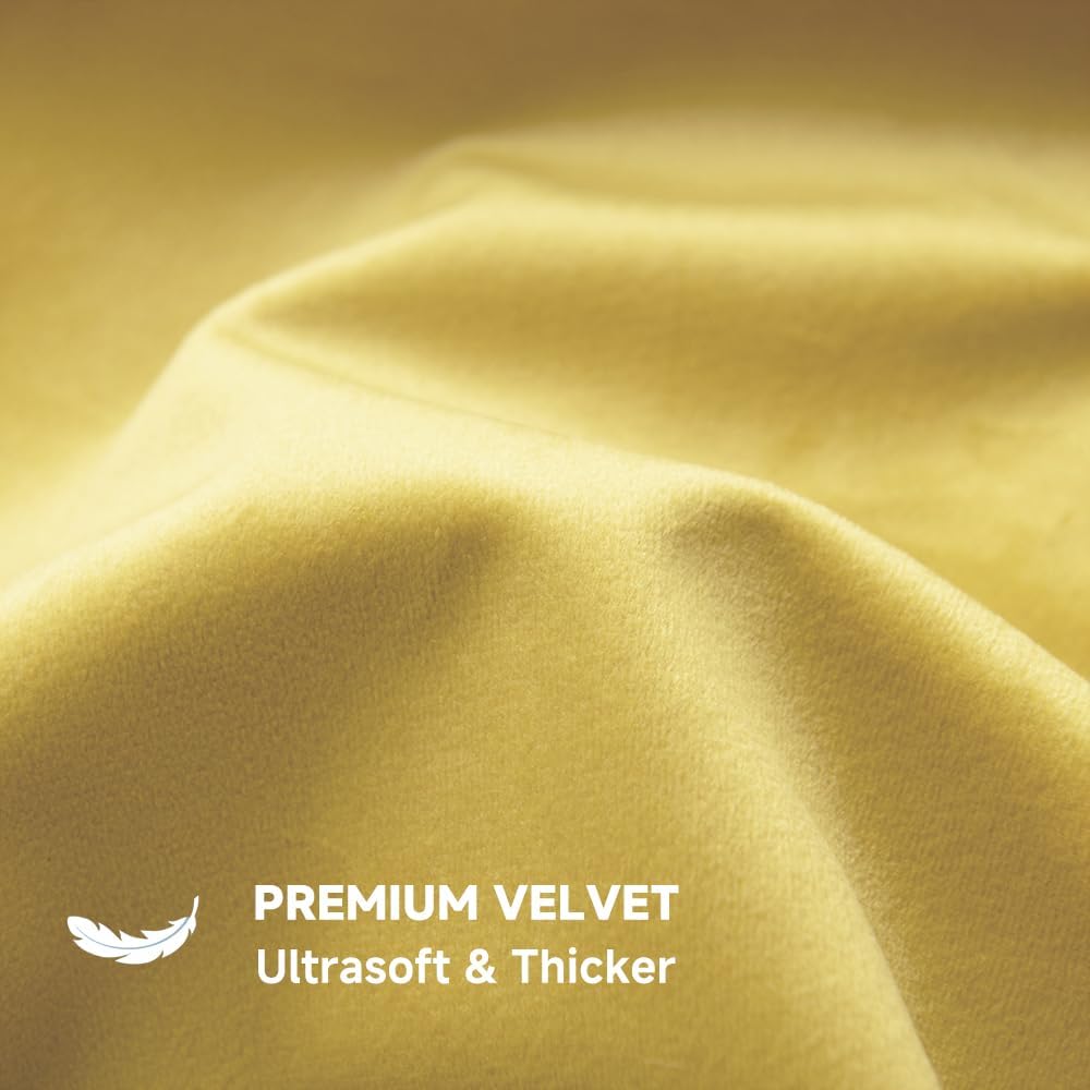 QUORGVES Yellow Velvet Throw Pillow Covers 18x18 Inch Set of 2 | Covers Only,Ultra-Soft,Hidden Zipper,Easy Care,Decorative Accent Cushion Covers for Couch Sofa Bed Decor,Light Yellow