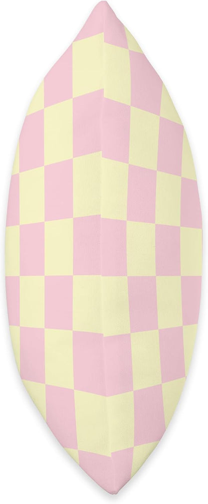 Butter Yellow Pink Checkered Aesthetic Checkerboard Pattern Throw Pillow