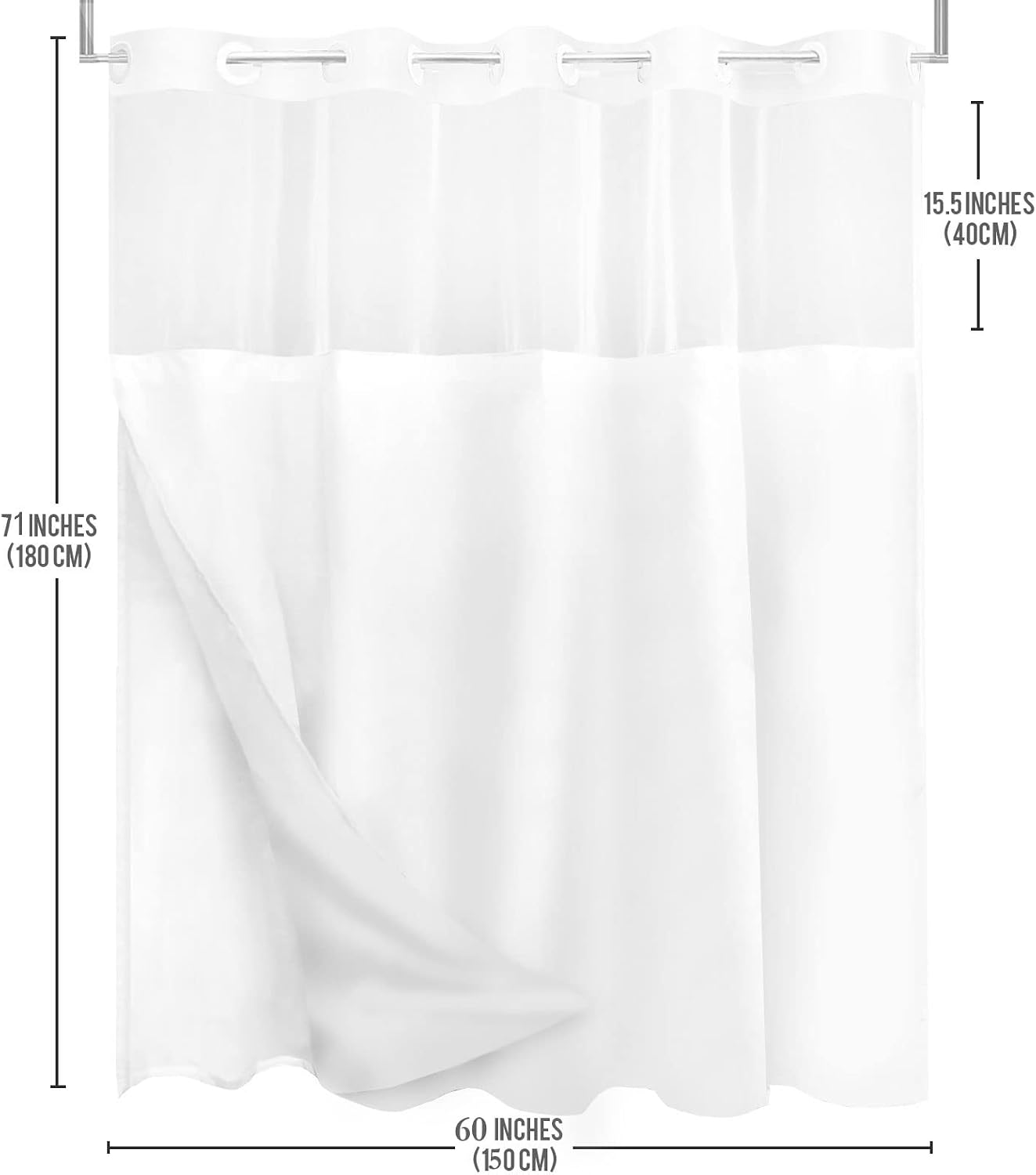 Tititex No Hooks Snap in Liner Aesthetic Blooming Yellow Flowers Leaves Shower Curtain Sets, Hotel Luxury Double Layers Waterproof Fabric & See-Through Top Window Bathroom Decorative 60x72 Inch