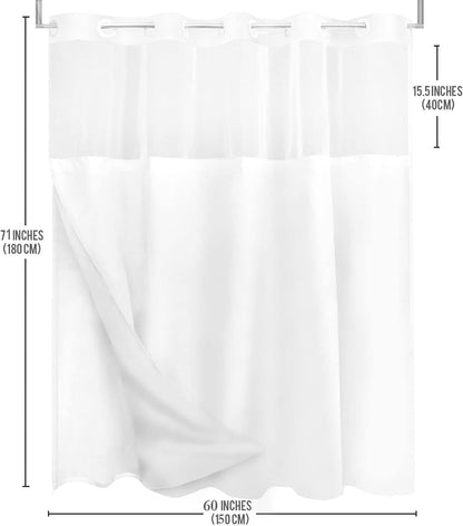 Tititex No Hooks Snap in Liner Aesthetic Blooming Yellow Flowers Leaves Shower Curtain Sets, Hotel Luxury Double Layers Waterproof Fabric & See-Through Top Window Bathroom Decorative 60x72 Inch
