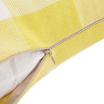Lemon Yellow Black White Buffalo Check Plaid Throw Pillow Covers Farmhouse Decorative Throw Pillow Case Indoor Outdoor Cushion Cover Pillowcase for Sofa 18 x 18 Inch Set of 2