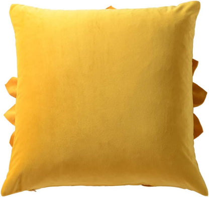 OiseauVoler Decorative 3D Throw Pillow Covers Aesthetic Yellow 18x18 Inch | 3D Floral Handmade Pillowcases Cushion Covers Soft Velvet for Couch Bed Living Room Home Decor Unique Pet Dog Hair Resistant