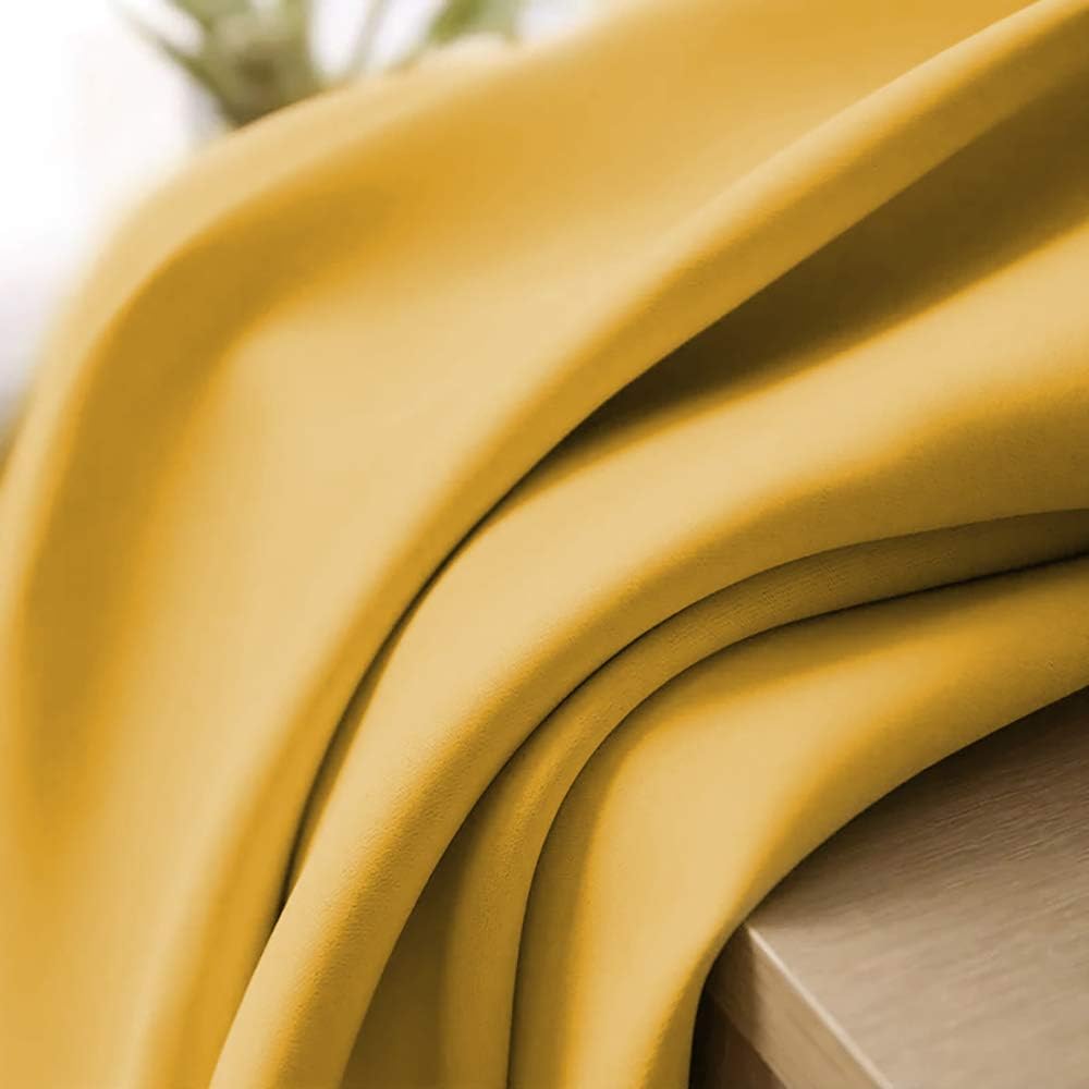Blackout Yellow Curtains 63 Inches Long for Girls Room Bedroom Window Treatment Thermal Insulated Room Darkening Grommet Summer Kids Mustard Yellow Curtains Drapes for Living Room 1 Pair 52W x 63L