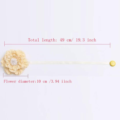 Chictie 2 Piece Large Cloth Flower Magnetic Curtain Tieback Wedding Decorative Holdbacks Rope American Rustic Style Drapery Holder Clip for Girl's Room (Beige Yellow)