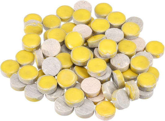 200g Ceramic Mosaic Tiles for Crafts Bulk, Round Yellow Ceramic Tiles for Mosaic Kits Garden Stepping Stone Cup Mat