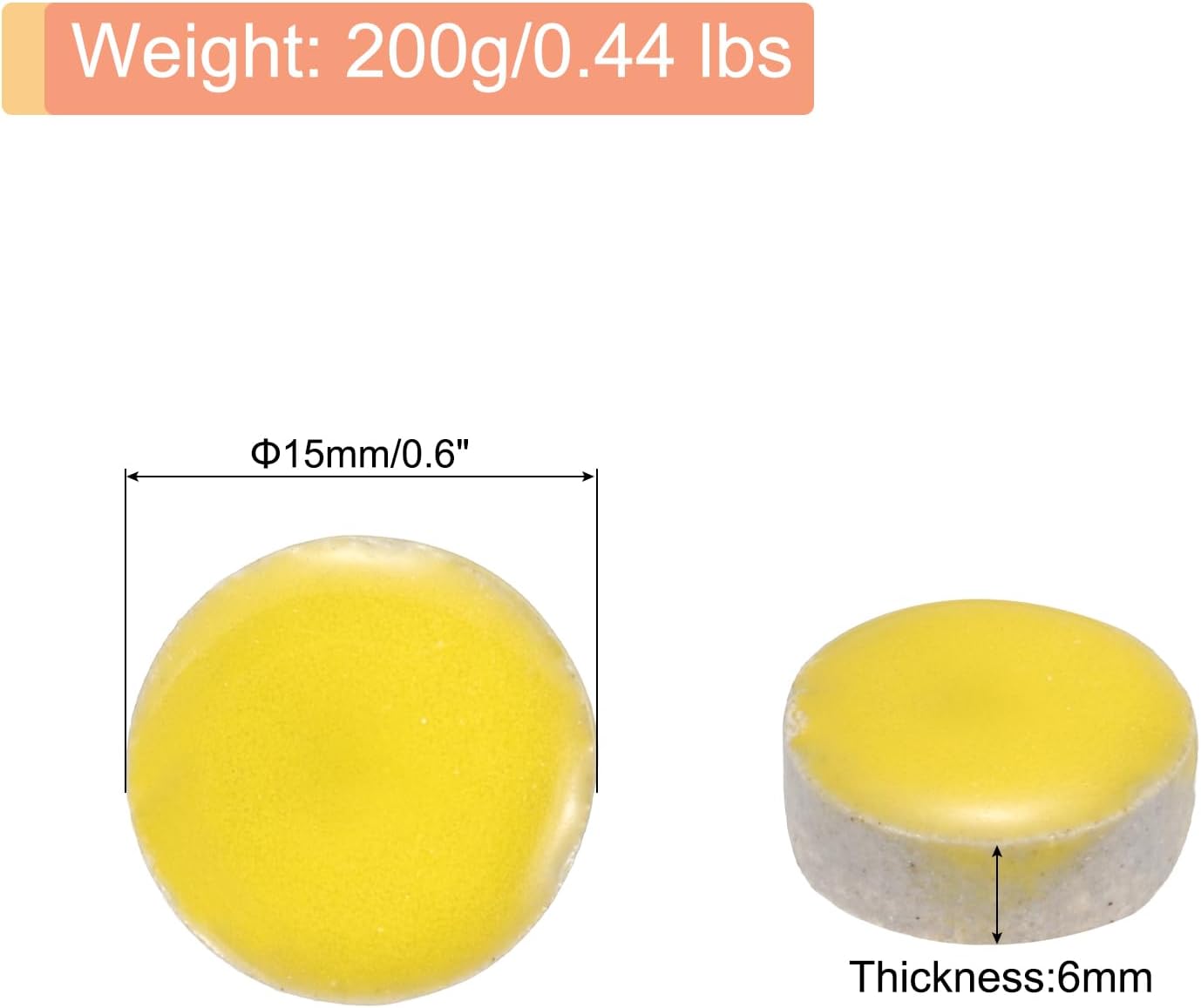 200g Ceramic Mosaic Tiles for Crafts Bulk, Round Yellow Ceramic Tiles for Mosaic Kits Garden Stepping Stone Cup Mat