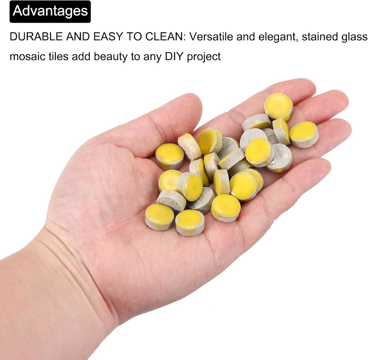 200g Ceramic Mosaic Tiles for Crafts Bulk, Round Yellow Ceramic Tiles for Mosaic Kits Garden Stepping Stone Cup Mat