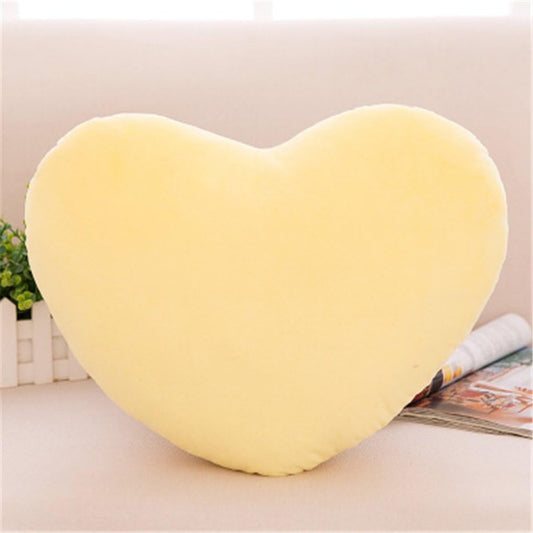 S_SSOY Plush Pillow Heart Shape Cushion Fluffy Throw Pillows Decorative Back Cushions for Friends Valentine's Day (Light Yellow)