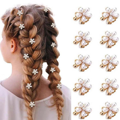 10 Pcs Pearl Mini Claw Clips Daisy Floral Hair Clips, Sweet Artificial Bangs Clips Decorative, Decorative Hair Accessories for Women and Girls