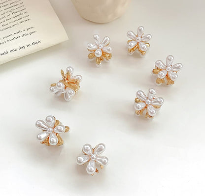 10 Pcs Pearl Mini Claw Clips Daisy Floral Hair Clips, Sweet Artificial Bangs Clips Decorative, Decorative Hair Accessories for Women and Girls