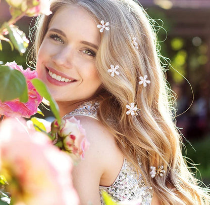 10 Pcs Pearl Mini Claw Clips Daisy Floral Hair Clips, Sweet Artificial Bangs Clips Decorative, Decorative Hair Accessories for Women and Girls