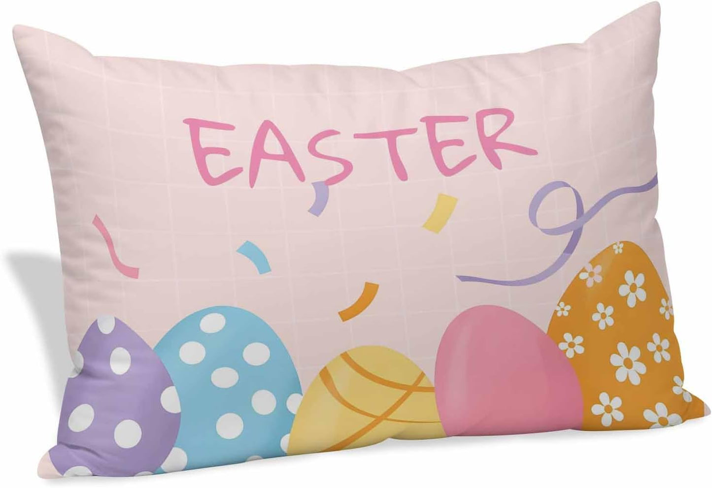 Easter Eggs Pillow Covers 16x24 Inch, Purple Blue Yellow Pink Eggs Light Orange Background Soft Brushed Throw Pillow Covers with Hidden Zipper Decorative Pillowcase for for Bedroom Sofa Couch