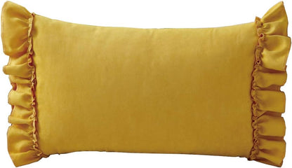 Farmhouse Ruffles Throw Pillow Cover Super Soft Suede Decorative Lumbar Cushion Case Pillowcase for Sofa Couch Bed Chair Car (Yellow, 12"x20")