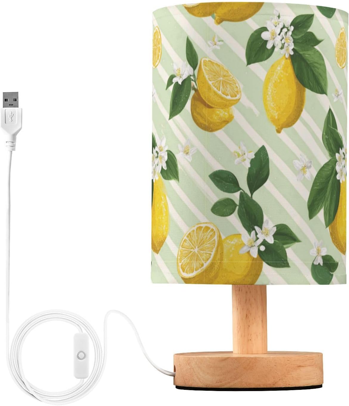 Bedside Table Lamp Lemon Yellow Citrus Fruits (89) Kids Nightstand Lamp Night Light Fabric Shade for Bedroom Living Room Home Office