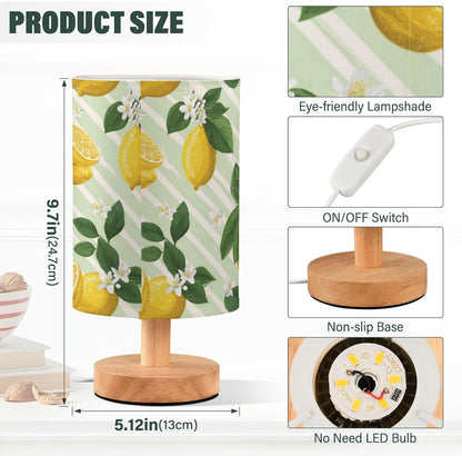 Bedside Table Lamp Lemon Yellow Citrus Fruits (89) Kids Nightstand Lamp Night Light Fabric Shade for Bedroom Living Room Home Office