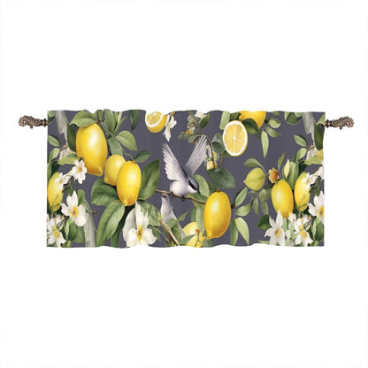 1 Panel Rustic Lemon Bird Window Valances, Yellow Fruit Food Window Treatment Decor Curtains Rod Pocket Valances for Kitchen/Living Room, 54" X 18"