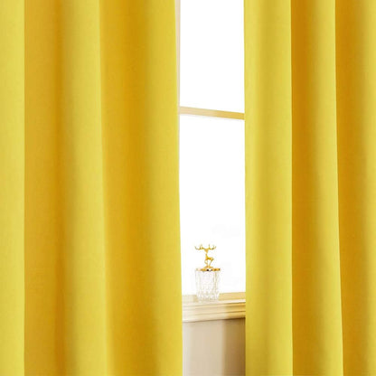 MERRYLIFE Thermal Insulated Grommet Blackout Curtain Decorative Window Curtain Panels Top Panel Drapes for Bedroom 54W×84L 1 Pair 2 Panels Yellow
