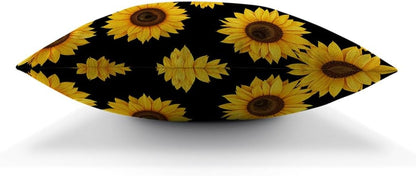 Moslion Sunflower Floral Yellow Flower Blossom Petals Plant Throw Pillow Covers Pillowcases 18x18 Inch Cotton Linen Home Pillow Protector for Men Women