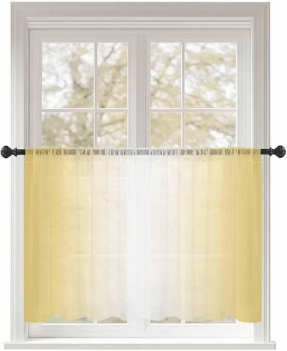 Yukro Ombre Sheer Curtains 45 inches Long for Living Room Bedroom 1 Panel Lemon Yellow and White Gradient Light Filtering Window Curtain Rod Pocket Sliding Door Curtains Voile Drapes 52Wx45L