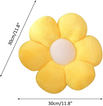 lannery Flower Plush Throw Pillows, Flower Floor Pillow Seating Cushion Toy for Reading, Room, Watching TV (11.8", Yellow-2)