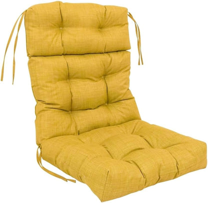TRP Multi-Section High Back Deep Seat Indoor Outdoor Patio Chair Cushions | Reversible Classic Tufted Thick Support Lemon Yellow Dining Chair | Fade Water Resistant 22" X 45"