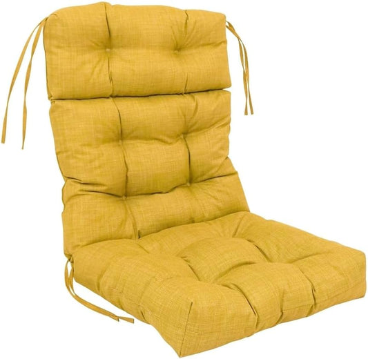 TRP Multi-Section High Back Deep Seat Indoor Outdoor Patio Chair Cushions | Reversible Classic Tufted Thick Support Lemon Yellow Dining Chair | Fade Water Resistant 20" X 42"