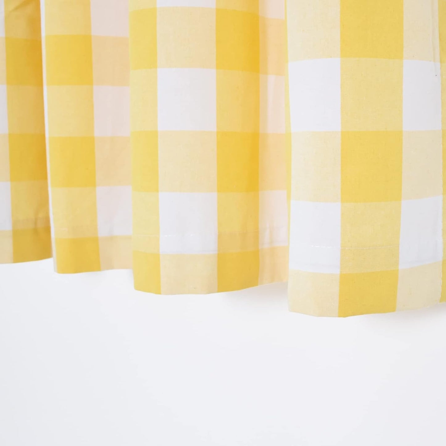 Cafe Curtains 30 inches Long Buffalo Plaid Kitchen Tiers 2 Panels Rod Pocket Gingham Check Short Small Half Window Curtains Bathroom Yellow & White