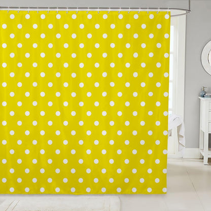 Yellow White Polka Dot Shower Curtain for Bathroom Decor Retro Cute Polka Dot Bath Curtain for Stalls Bathtubs Geometric Bathroom Accessories Luxury Waterproof Polyester with 12 Hooks 72"x72"