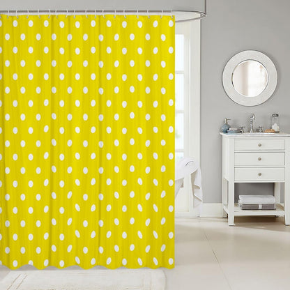 Yellow White Polka Dot Shower Curtain for Bathroom Decor Retro Cute Polka Dot Bath Curtain for Stalls Bathtubs Geometric Bathroom Accessories Luxury Waterproof Polyester with 12 Hooks 72"x72"
