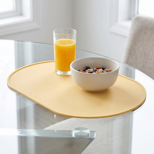 Placemats Set of 6 Silicone Placemat for Kitchen, Heat Resistant Placement Mats for Dining Table Decor Wipeable Table Mats 15 * 10in Light Yellow