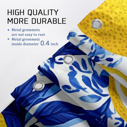Lemon Shower Curtain, Bright Yellow Citrus Fruit Bath Curtain for Bathroom Decor, Summer Tropical Modern Design Waterproof Fabric Shower Curtain Set with Hooks 62x72 Inch