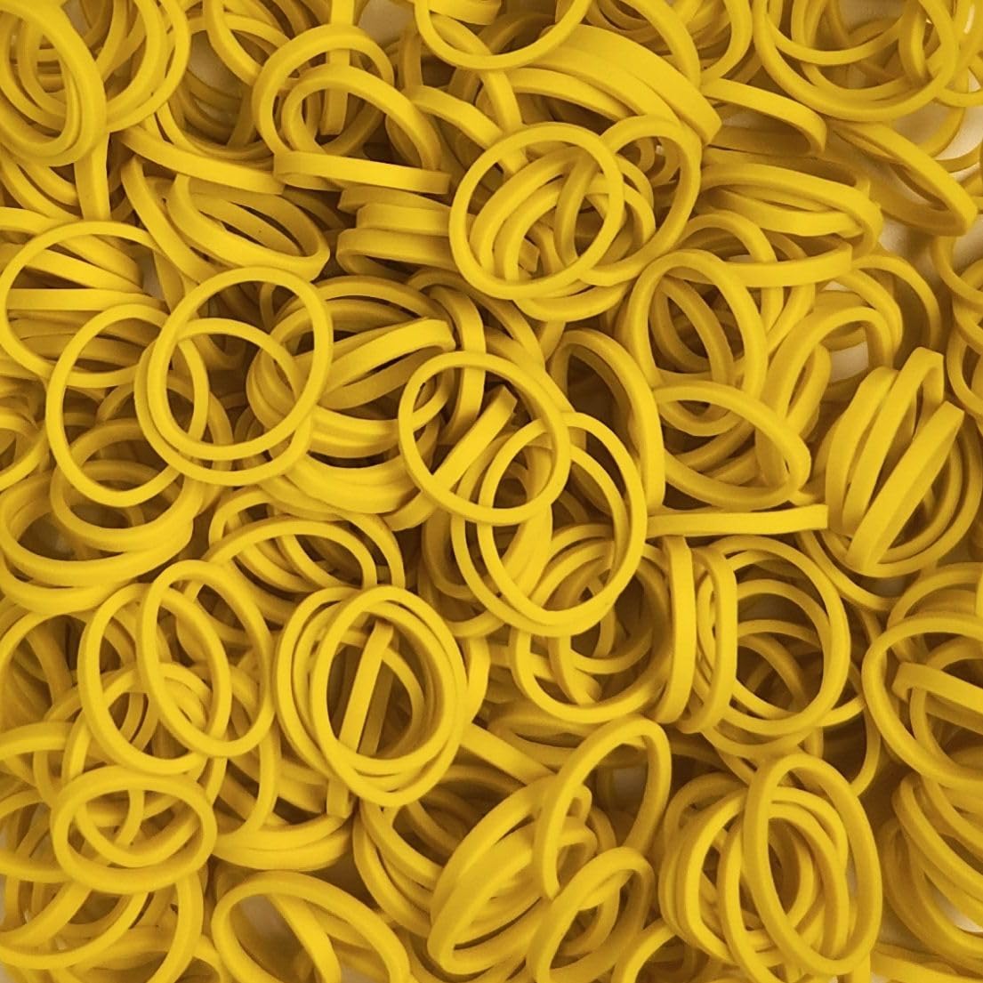 500 Count Small Rubber Bands for Hair – ½" Yellow - Made in USA - Recloseable Container - Mini Hair Elastics for Braids, Ponytails, Cornrows & Twists – Strong Hold Ponytail Holders
