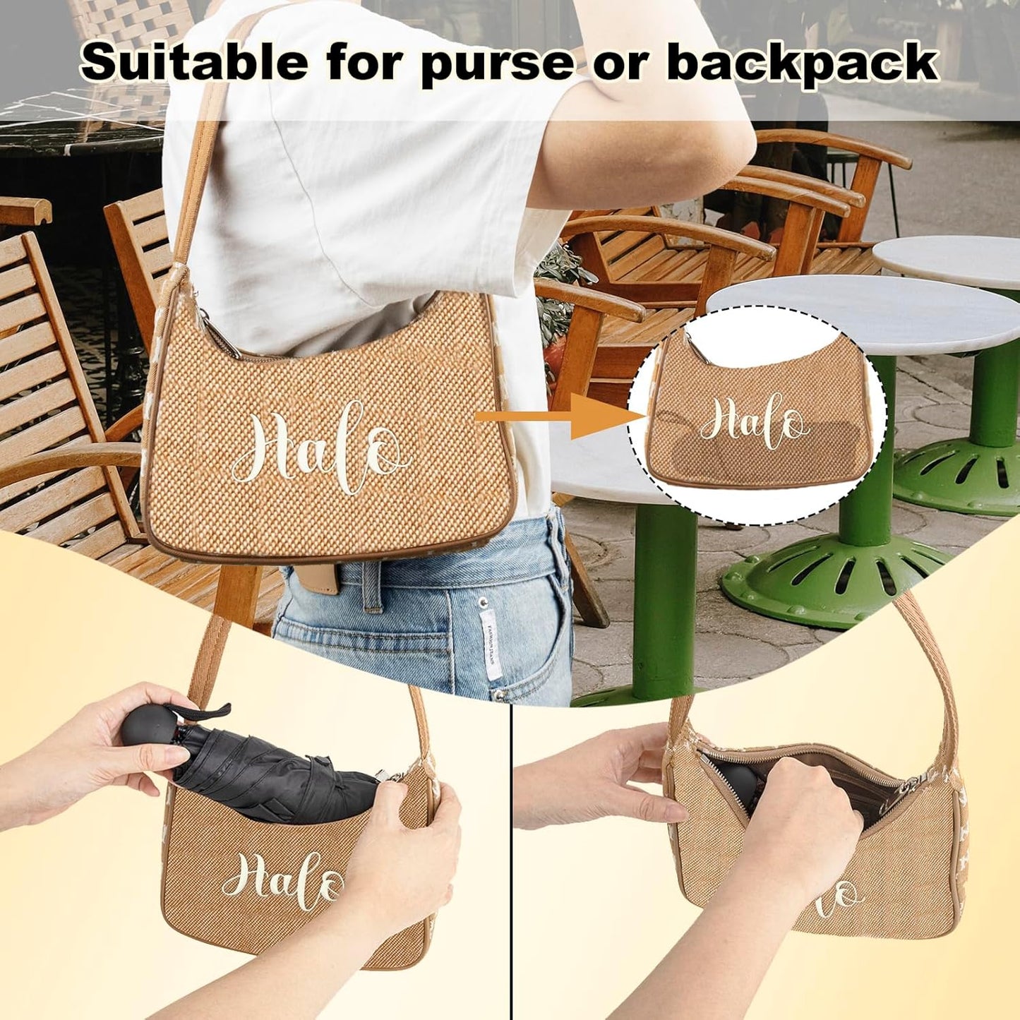 Compact Mini Umbrella for Purse, Small Sun & Rain Umbrellas with Case, Travel Folding Umbrella