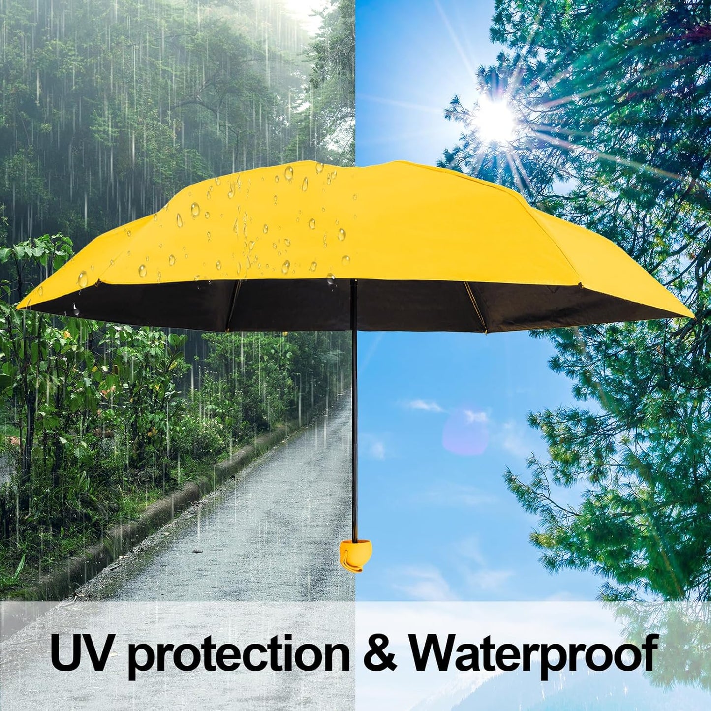 Compact Mini Umbrella for Purse, Small Sun & Rain Umbrellas with Case, Travel Folding Umbrella